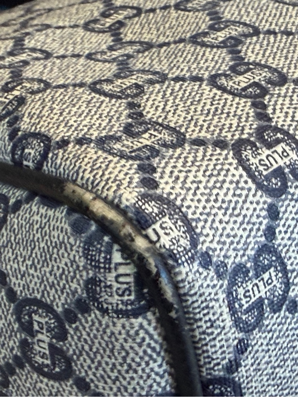 Vintage Gucci Plus GG Monogram Boston Bag - Rare Navy Blue/Black Coated Canvas - Picture 10 of 15